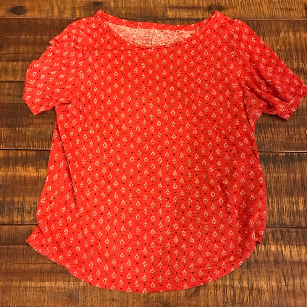 LOFT Linen Red T-Shirt Tee Soft!